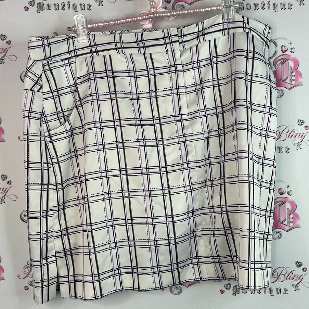 Izod perform skirt golf stripes White and Black Plaid Pencil Skirt